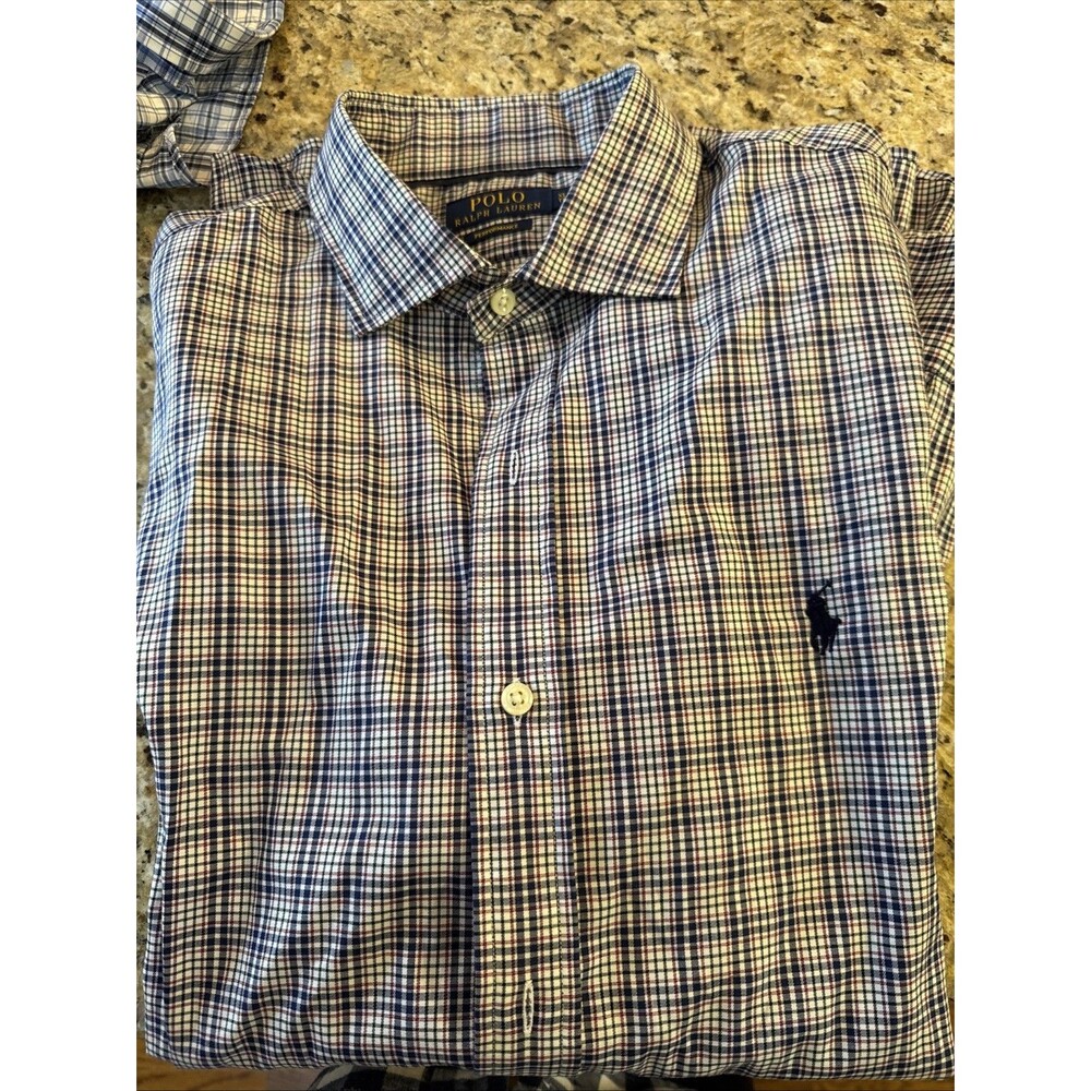 Polo Ralph Lauren Oxford Button Front Shirt Men's Plaid XL Performance
